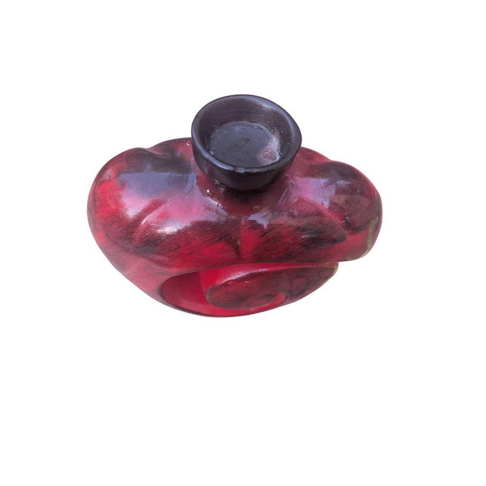 Abstract Spiral Ceramic Vase Red Black Modern Sculptural Art Pottery Decor 7in - Picture 3 of 6